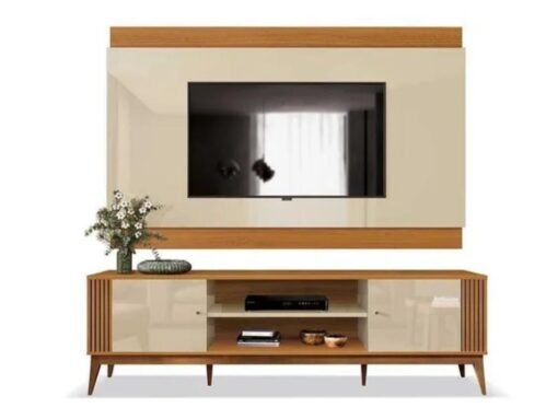 Rack Com Painel Legacy 2.0 75" - Off White/Cedro