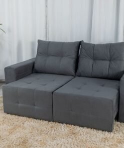 Sofá Retrátil Havaí 1.80m Veludinho Cinza 20 - Sem Caixa