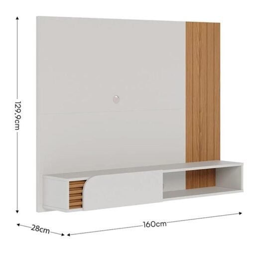 Home Suspenso Jurerê Off/Freijó Para TV até 60 Polegadas Larg. 1.60m - Colibri - Imagem 5