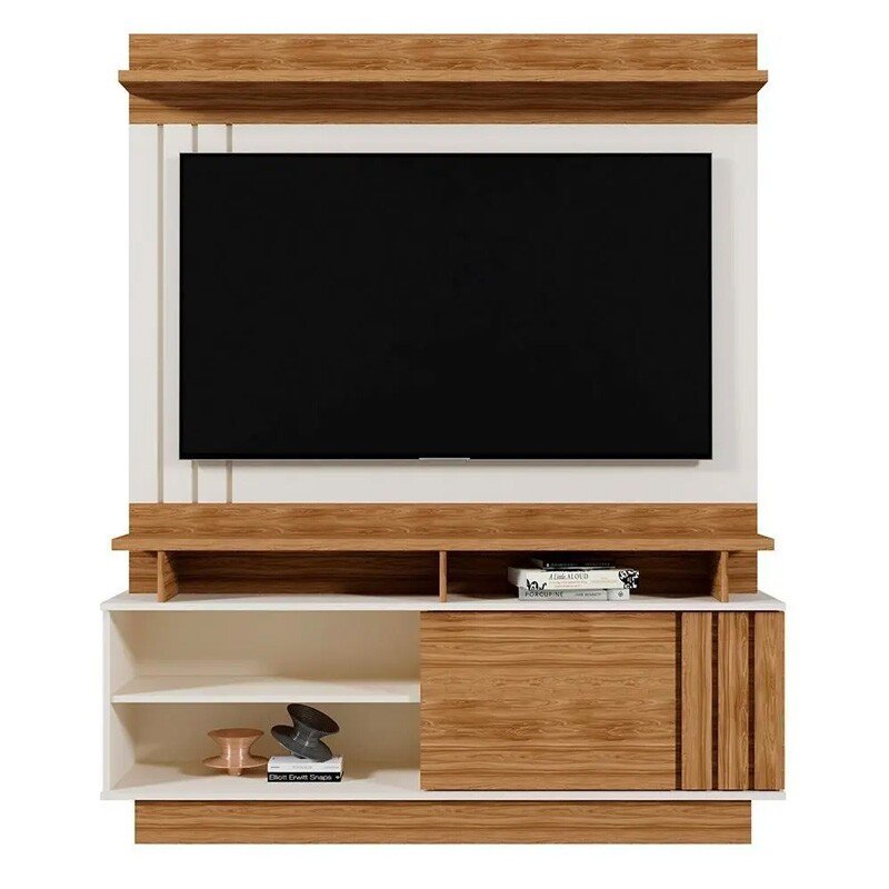 Home Goiás com Detalhe Ripado larg. 1.50m Off/Amêndoa - Mobler