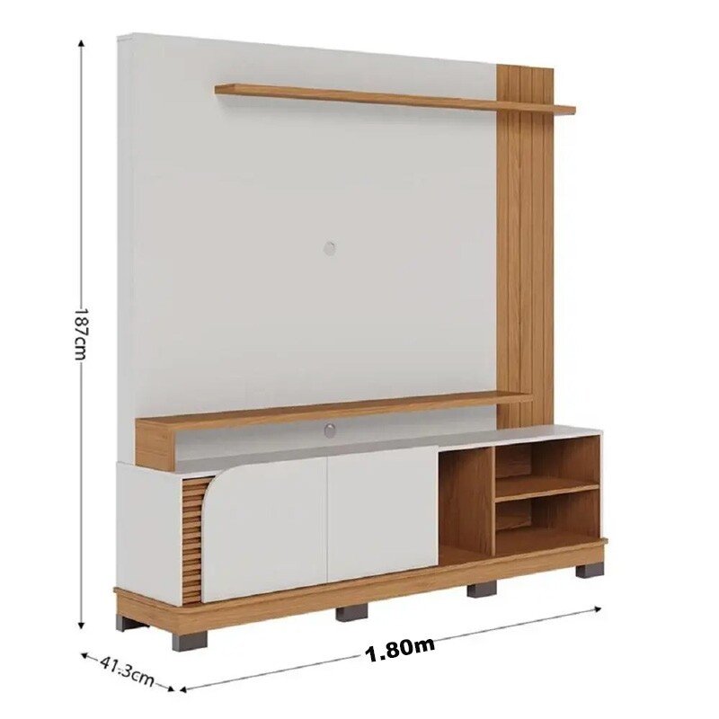 Home Jurerê Off/Freijó Para TV até 75 Polegadas Larg. 1.80m - Colibri - Imagem 4