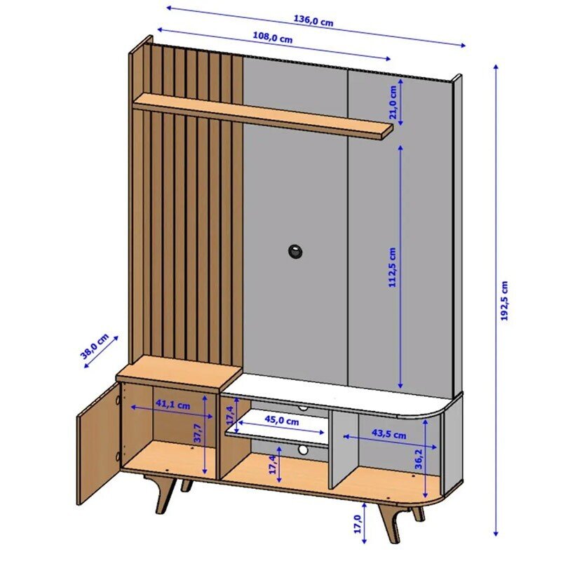 Home Corumbau Nature/Off C/Detalhe Frisado Para TV até 55 Polegadas Larg. 1.36m - Bechara - Imagem 4