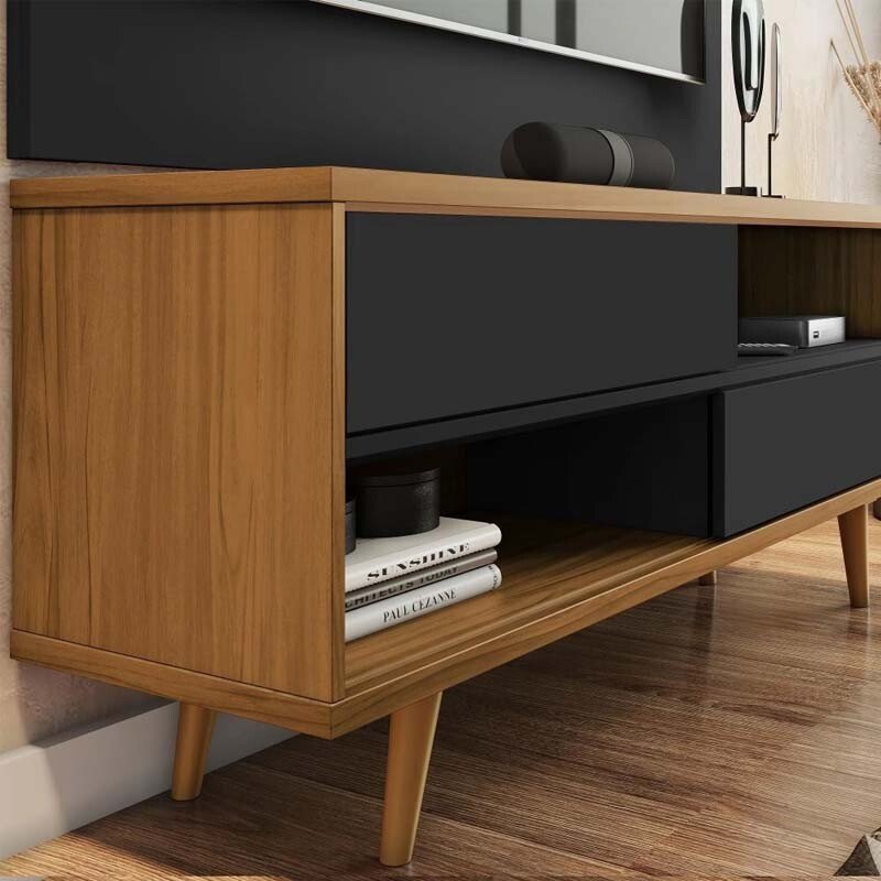 Rack Bancada NT 1180 Larg.1.35m TV até 50 Polegadas Freijó/Preto Notável - Imagem 7