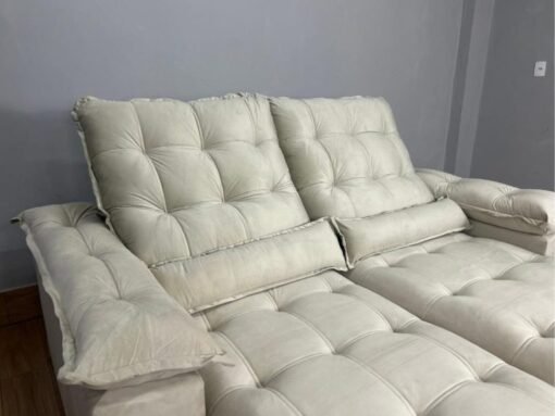 Sofá Retrátil e Reclinável Istambul 2.50m - Bege Veludo - Imagem 4