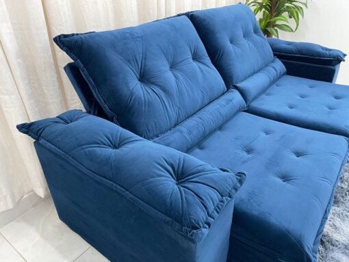 Sofá Retrátil Reclinável Las Vegas 2.30m - Azul Veludão - Imagem 6