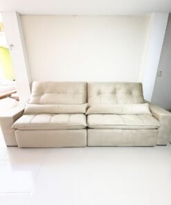 Sofá Máximo Pro- retrátil e reclinável 2.90m - Veludão premium bege dourado