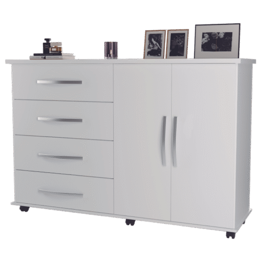 Cômoda 4 Gavetas com Sapateira Dupla Bali Branco - MÓVEIS PRIMUS - Imagem 2