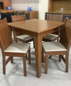 Mesa Giovana 90x90 c/4 Cadeiras Elane - Naturale