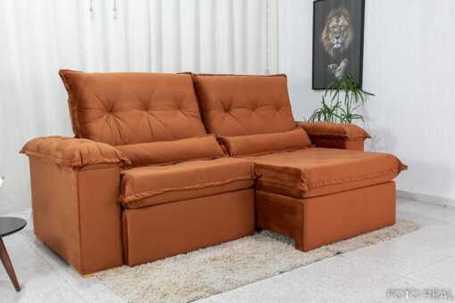 Sofá Retrátil Reclinável Califórnia Veludo Terracota 549 Larg. 2.50m - D28 Hiper - Imagem 7