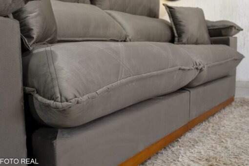 Sofá Retrátil Reclinável Magnum Veludo Cinza 813 Larg. 2.50m - Molas Ensacadas - Imagem 7