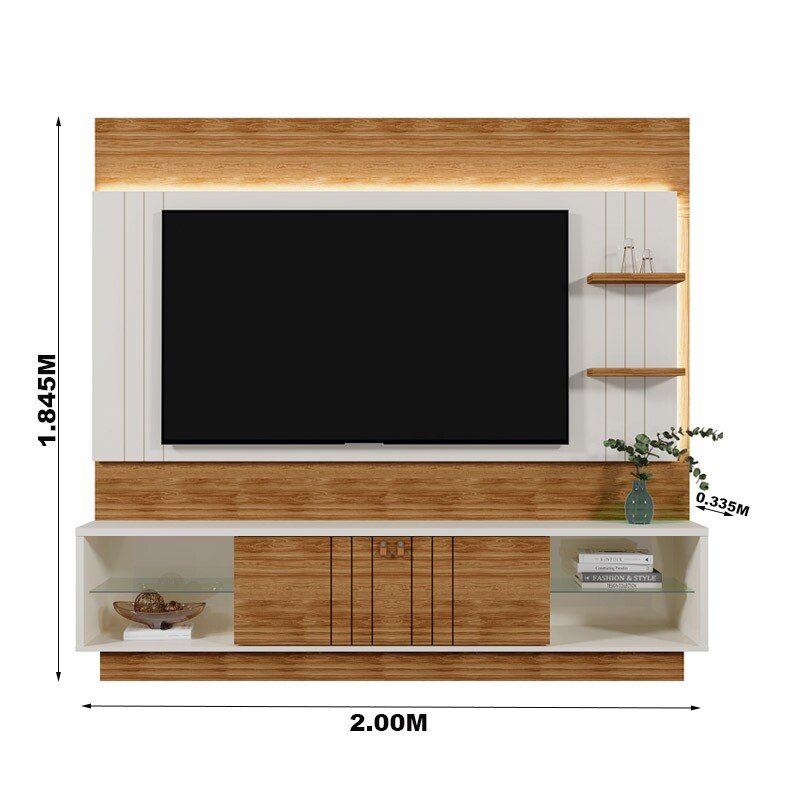 Home Guaíba com Detalhes Frisado Off-Amêndoa Larg. 2.00m - Mobler - Imagem 3