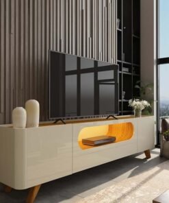 Rack Nobre Off/Naturale C/ Led 100% MDF TV até 70 Polegadas Larg. 2.10m - Gelius