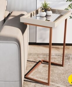 Mesa de Apoio 4774 Luxo Pérola c/Espelho Pés Bronze - JB Bechara