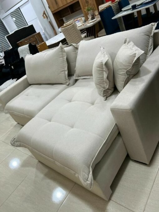 Sofá Retrátil S-100 2,30 m Linho Prata 111 - SUPREMA ESTOFADOS