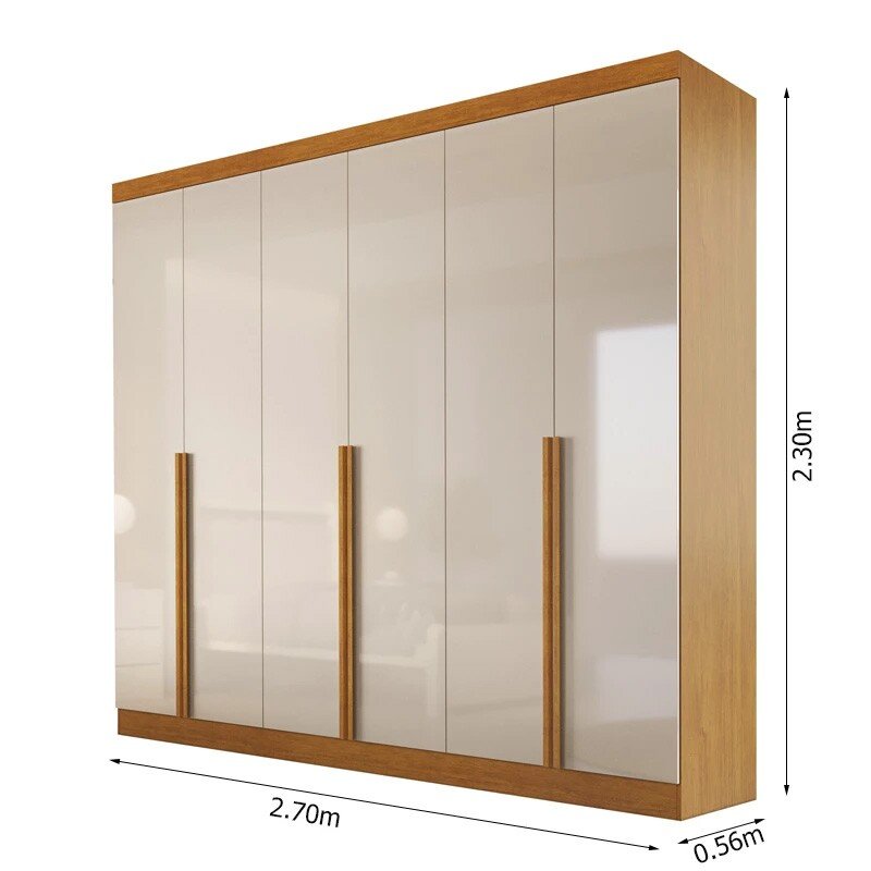 Roupeiro Alvorada 6 Portas larg. 2.70m 100% MDF Nature/Off - Bianchi - Imagem 4