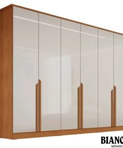 Roupeiro Bianca 6 Portas Larg. 2.30m 100% MDF Nature/Off - Bianchi