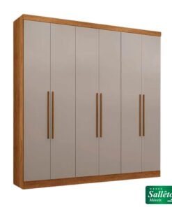 Roupeiro Casal Coliseu Cinamomo/Off 6 Portas 4 Gavetas Larg. 2.20m - Sallêto