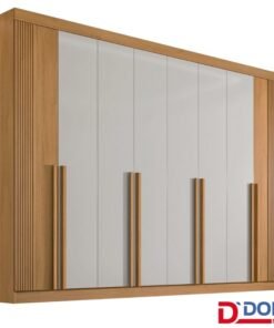 Roupeiro Casal Daymond Cinamomo/Off 8 Portas 8 Gavetas Detalhe Ripado 100% MDF Larg. 2.75m - D' Doro
