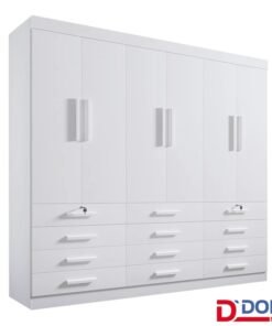 Roupeiro Casal Mônaco Branco 6 Portas 12 Gavetas Larg. 2.40m - D Doro