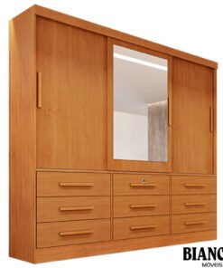Roupeiro Casal Turim Nature 3 Portas 9 Gavetas C/ 1 Espelho 100% MDF Larg. 2.11 - Bianchi