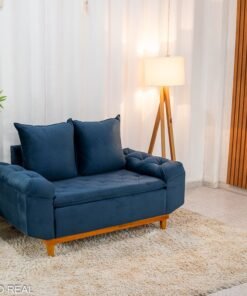 Sofá 2 lugares Bélgica Veludo Azul Escuro Larg. 1.60m