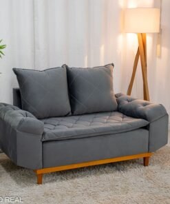 Sofá 2 lugares Bélgica Veludo Cinza Larg. 1.60m Cinza