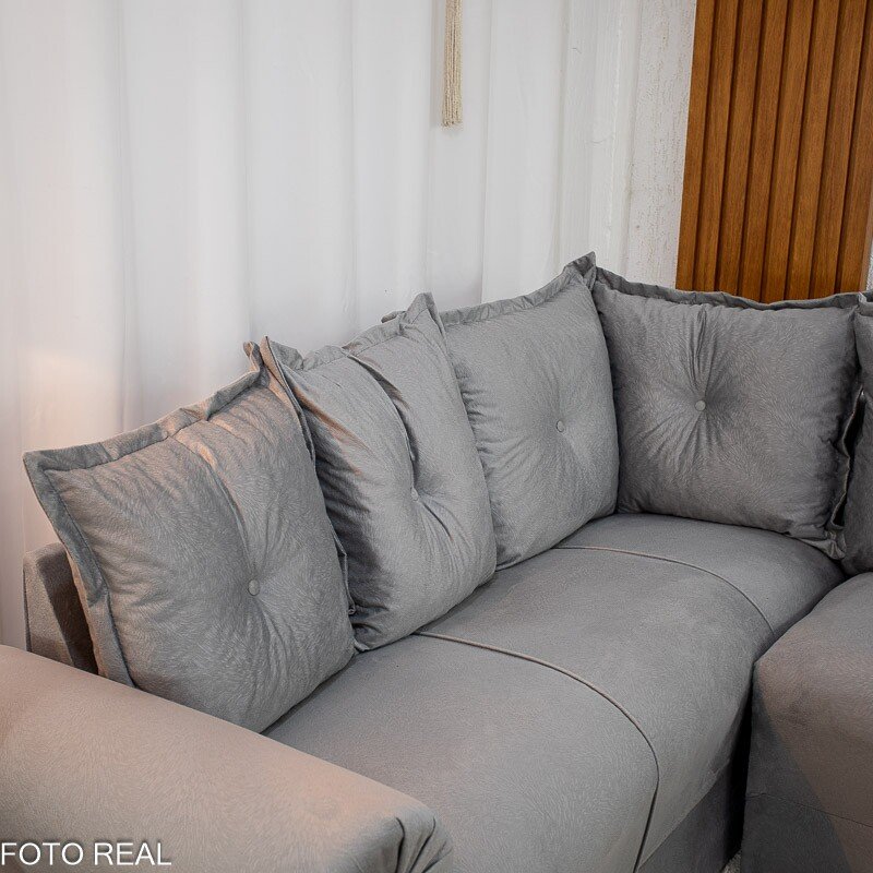 Sofá Canto Bianca Veludinho Cinza 605 - Imagem 5