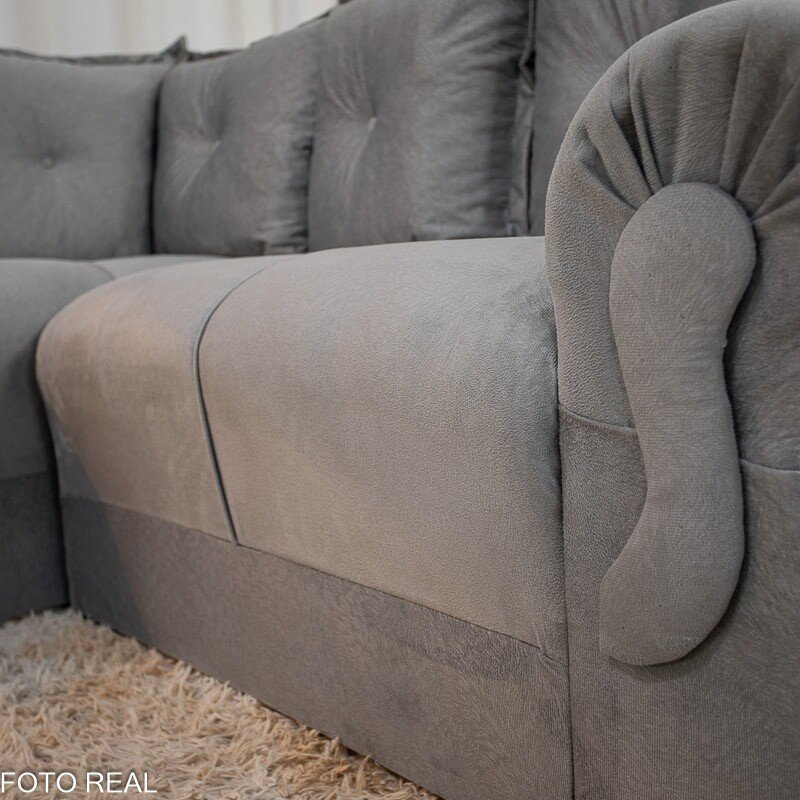 Sofá Canto Bianca Veludinho Cinza 605 - Imagem 6