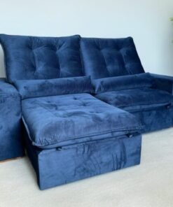 Sofá Retrátil e Reclinável Malu 2,90 m Azul - D'VITRINE ESTOFADOS