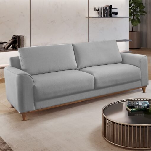 Sofá Living Ref.022 2,20 m Chenile Linho Cinza Firenze - RONDOMÓVEIS