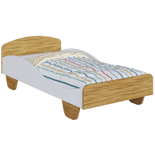 Cama Solteiro Sol Branco Brilho/Amêndoa - PEROBA MÓVEIS - Imagem 4