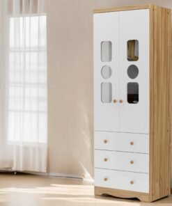 Guarda-Roupa 2 Portas Tedy Branco Brilho/Amêndoa - PEROBA MÓVEIS