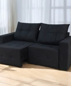 Sofá Retrátil Havaí 1,80 m Veludinho Preto - QUINE ESTOFADOS