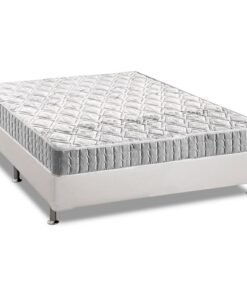 Colchão Casal Orthosono + Base Box Simples Corino Branco – ANJOS COLCHÕES + BIOSTAR