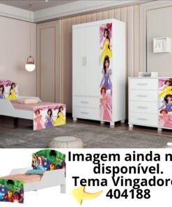 Guarda-Roupa 3 Portas Lívia + Cômoda Lívia + Mini Cama Juvenil Lívia (Menino) Vingadores 404188 - MADEC/VJ MÓVEIS