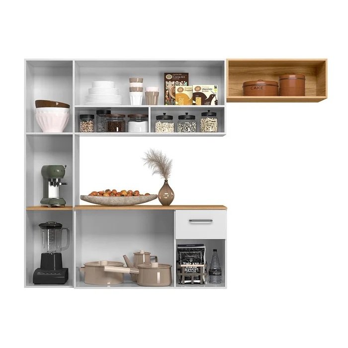 Cozinha Suspensa Becca 1,809 m Branco/Freijó - NICIOLI - Imagem 5