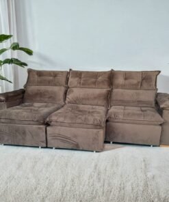 Sofá Retrátil e Reclinável Imperial 2,75 m Veludo Jolie Marrom 05 – IMPERIAL DECOR