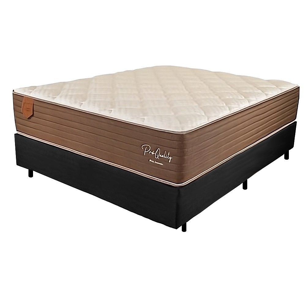 Colchão Casal Pro Quality C + Base Box Simples Corino Preto – PRORELAX + ALTO NÍVEL CAMAS E COLCHÕES