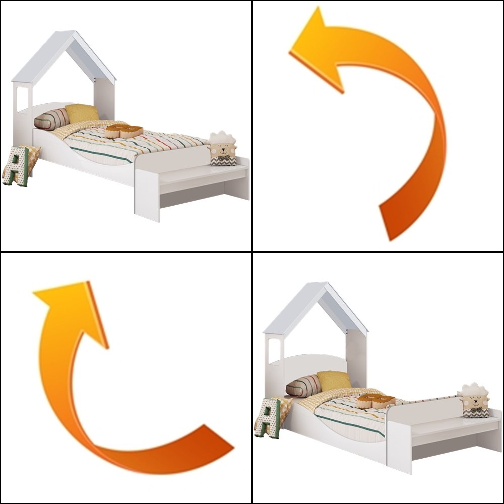 Kit Casinha + Cama Solteiro Lua Branco Brilho - PEROBA MÓVEIS - Imagem 2