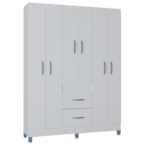 Guarda-Roupa 6 Portas Milão 1,35 m Branco - POQUEMA - Imagem 2