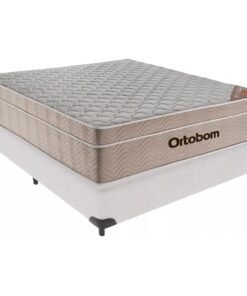 Colchão Casal Airtech Springpocket + Base Box Simples Corino Branco – ORTOBOM + BIOSTAR