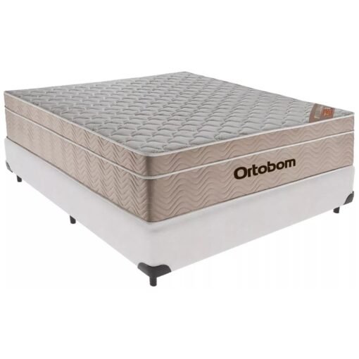 Colchão Casal Airtech Springpocket + Base Box Simples Corino Branco – ORTOBOM + BIOSTAR