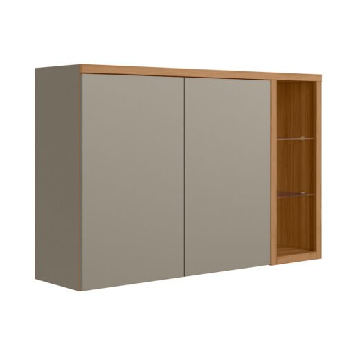 Armário Aéreo Duplo Allure 1.2 Jequitibá/Gris Fosco - LINEA BRASIL