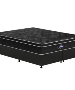 Colchão Queen Pérola Negra D33 + Base Box Simples Corino Preto – GAZIN COLCHÕES + ALTO NÍVEL CAMAS E COLCHÕES