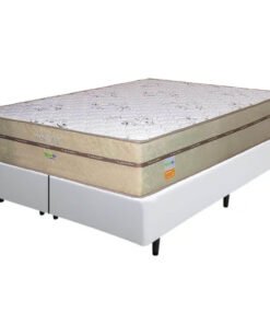 Colchão Queen Toronto D28 + Base Box Simples Corino Branco – ECOTEC + ALTO NÍVEL CAMAS E COLCHÕES