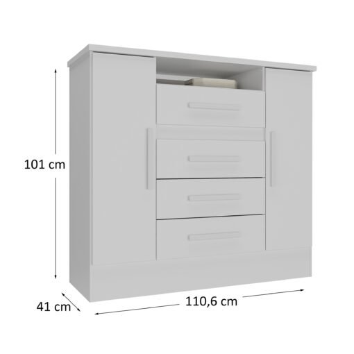 Cômoda 4 Gavetas e 2 Sapateiras Laguna 11CO2430 Branco - RODIAL MÓVEIS - Imagem 3