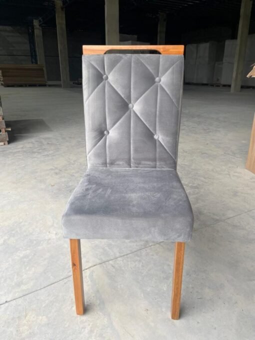 Mesa Salinas 90 Cinamomo/Off White com 4 Cadeiras Yasmim Veludo Cinza Grafite – AVALON DECOR + KM DECOR - Imagem 2
