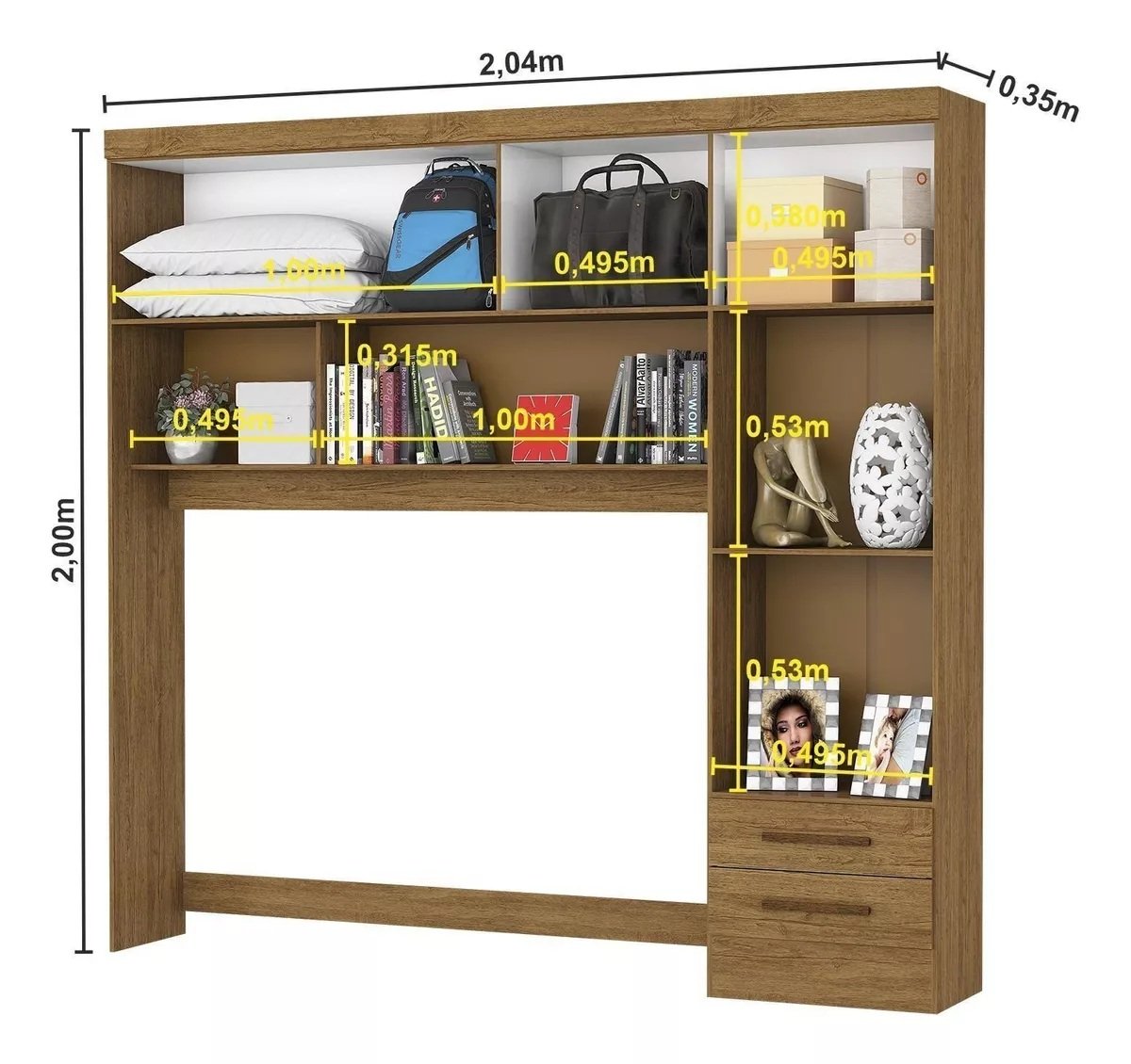 Modulado 4 Portas + Guarda-Roupa 3 Portas Dubai/Santiago Cinamono/Branco – CARIOCA MÓVEIS - Imagem 2