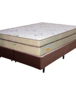 Colchão Queen Toronto D28 + Base Box Simples Corino Marrom – ECOTEC + ALTO NÍVEL CAMAS E COLCHÕES