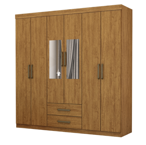 Guarda-Roupa 6 Portas(Com Espelho/Sem Pés)Áries Cinamono – CARIOCA MÓVEIS - Imagem 2